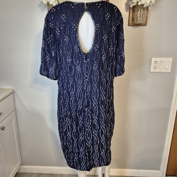 Sténay Beaded Sequin Keyhole Back Silk Dress - Picture 7 of 14